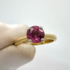 1.03ct Vivid Pink Mahenge Spinel Round Cut 18k Yellow White Gold Solitaire Ring