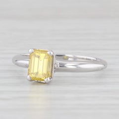 1.03ct Yellow Diamond Emerald Cut Solitaire Ring 14k White Gold Sz 7 Engagement