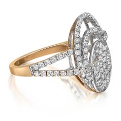1.03cttw Pave Set Round Diamond Ladies Cocktail Ring 14k Yellow Gold