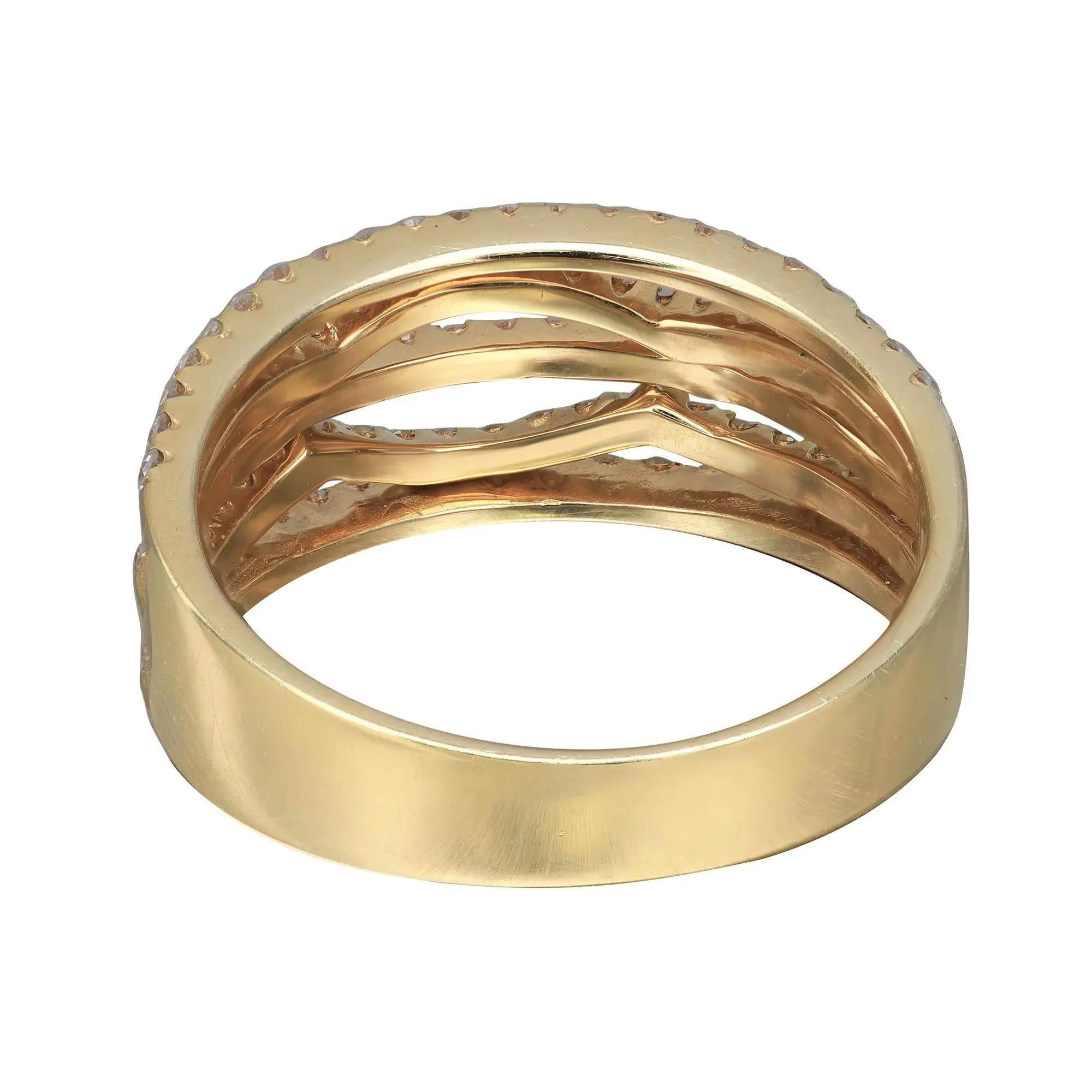 1,03 Gesamtkaratgewicht Ring mit Diamanten im Rundschliff in Zackenfassung 14K Gelbgold Größe 7,5 (Moderne) im Angebot