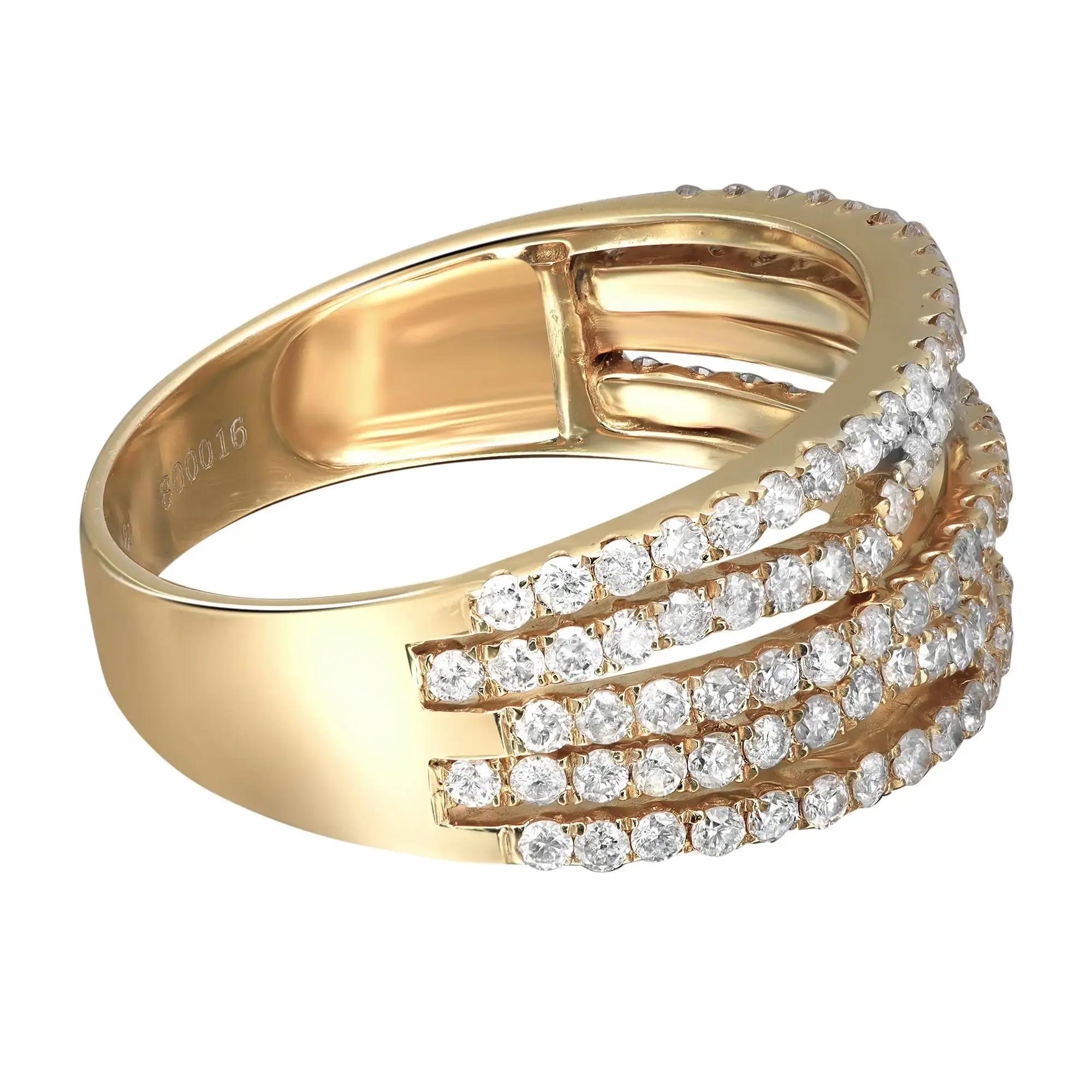 1,03 Gesamtkaratgewicht Ring mit Diamanten im Rundschliff in Zackenfassung 14K Gelbgold Größe 7,5 im Zustand „Neu“ im Angebot in New York, NY