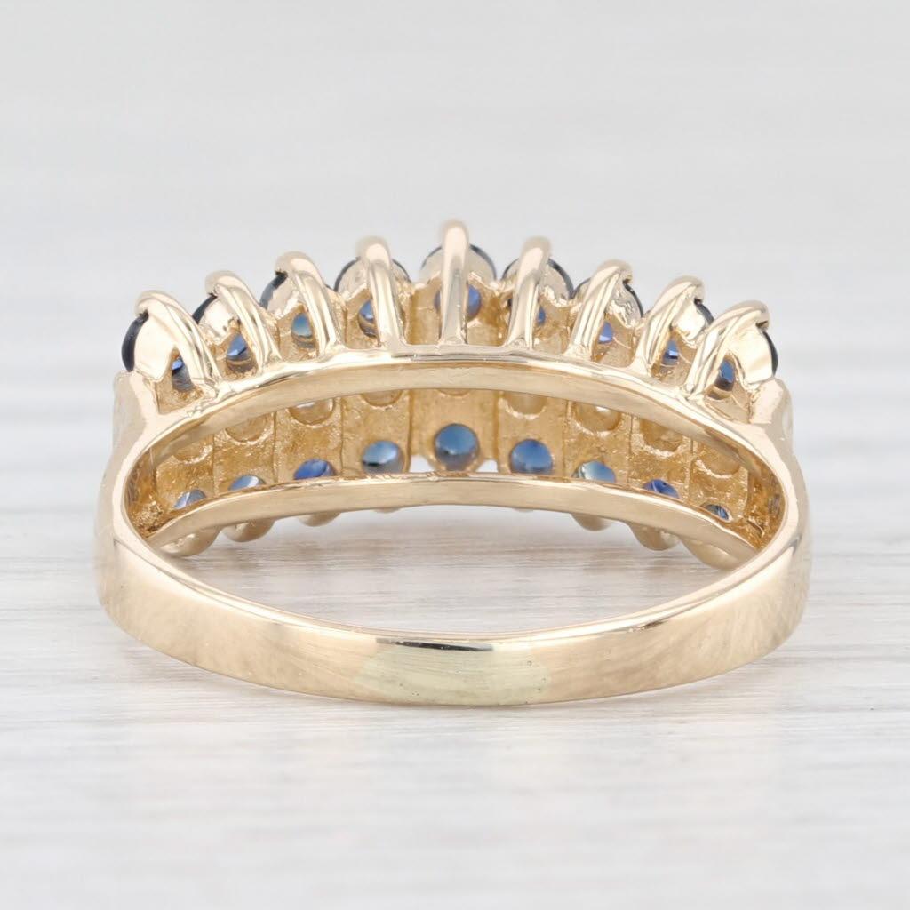 1.03ctw Zafiro Azul Diamante Anillo Piramidal Escalonado Oro Amarillo 14k Talla 5.5 Corte redondo en venta