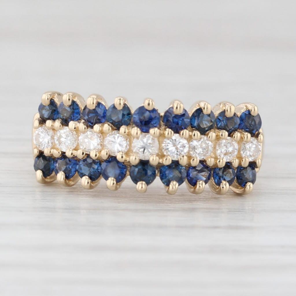 1.03ctw Zafiro Azul Diamante Anillo Piramidal Escalonado Oro Amarillo 14k Talla 5.5 en Bueno estado para la venta en McLeansville, NC