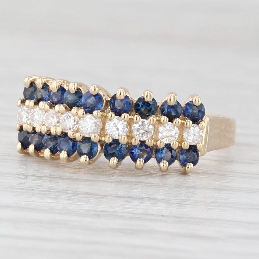 1.03ctw Zafiro Azul Diamante Anillo Piramidal Escalonado Oro Amarillo 14k Talla 5.5 en venta 1
