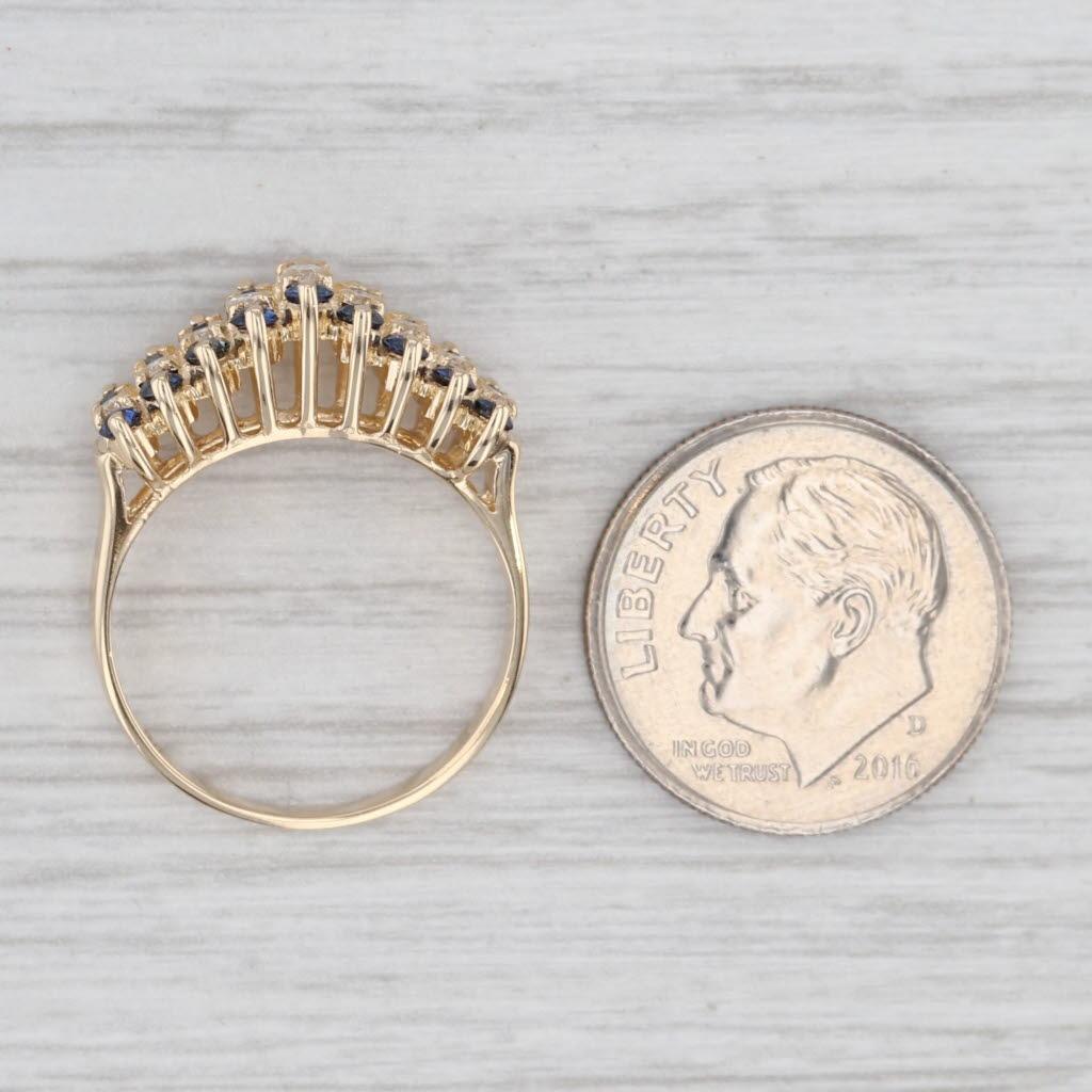 1.03ctw Zafiro Azul Diamante Anillo Piramidal Escalonado Oro Amarillo 14k Talla 5.5 en venta 2