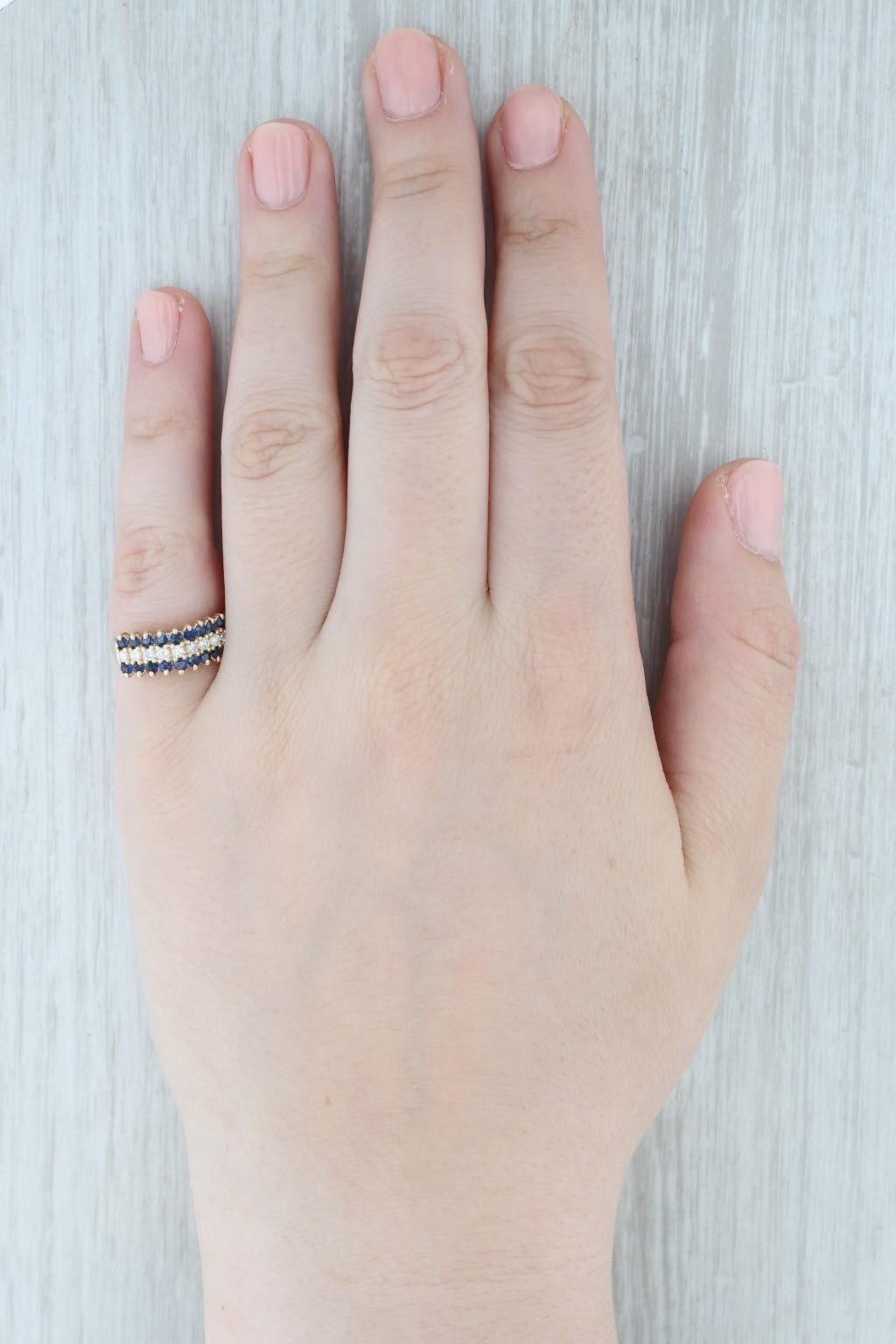 1.03ctw Zafiro Azul Diamante Anillo Piramidal Escalonado Oro Amarillo 14k Talla 5.5 en venta 4
