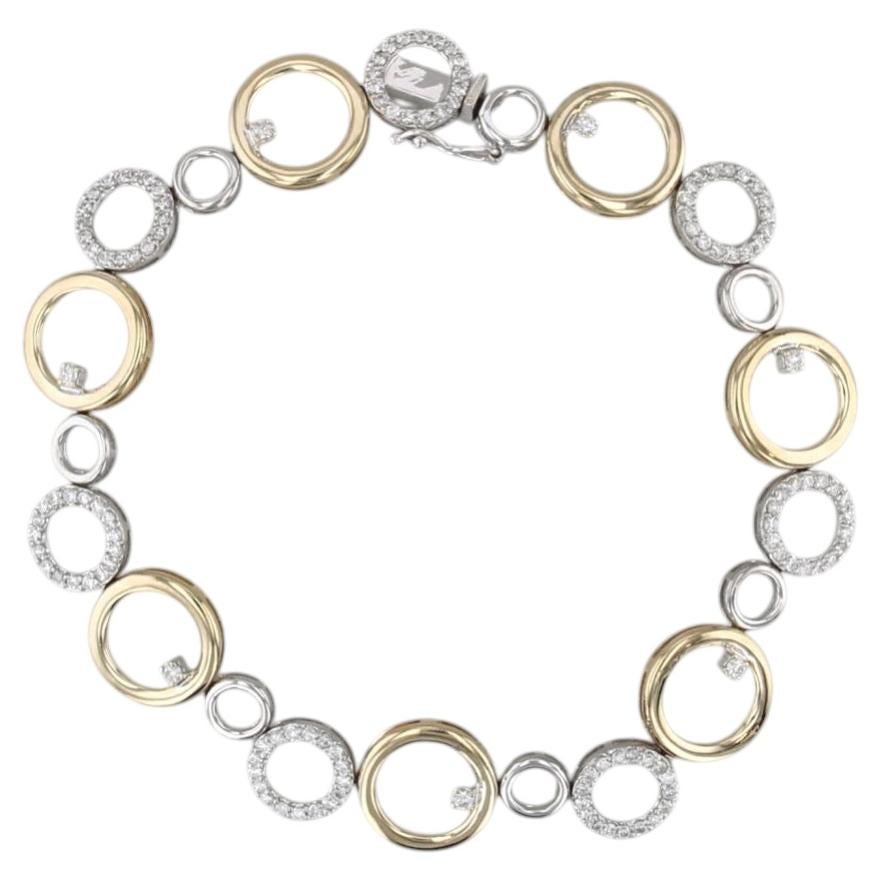 1.03ctw Diamond Circles Bracelet 14k White Yellow Gold 7"