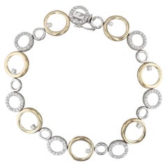 1.03ctw Diamond Circles Bracelet 14k White Yellow Gold 7"