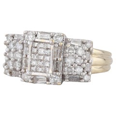 1.03ctw Diamond Clusters Ring 14k Gold Size 6 Heart Bridge