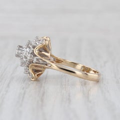 1.03ctw Diamond Flower Star Cluster Ring 14k Yellow Gold Size 6.75 Vintage