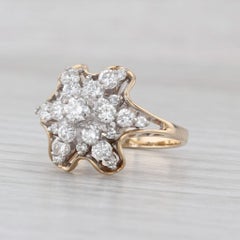 1.03ctw Diamond Flower Star Cluster Ring 14k Yellow Gold Size 6.75 By