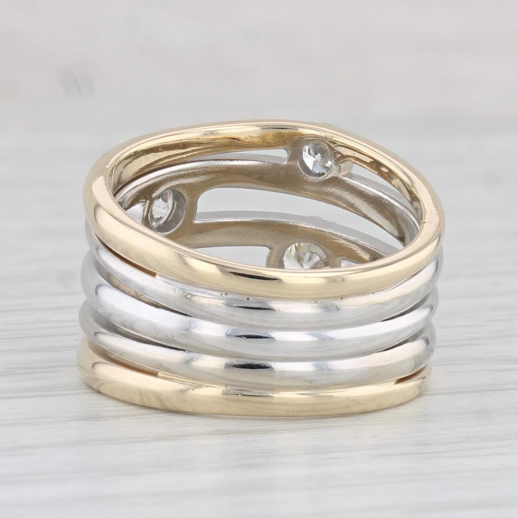 1,03ctw Diamond Orbit Multi-Band Ring 14k Gelb Weißgold Größe 8,5 Custom (Rundschliff) im Angebot
