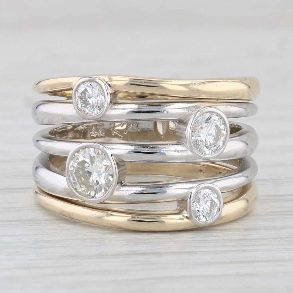 1,03ctw Diamond Orbit Multi-Band Ring 14k Gelb Weißgold Größe 8,5 Custom im Zustand „Gut“ im Angebot in McLeansville, NC