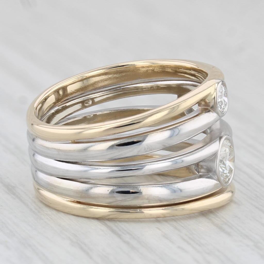 1,03ctw Diamond Orbit Multi-Band Ring 14k Gelb Weißgold Größe 8,5 Custom für Damen oder Herren im Angebot