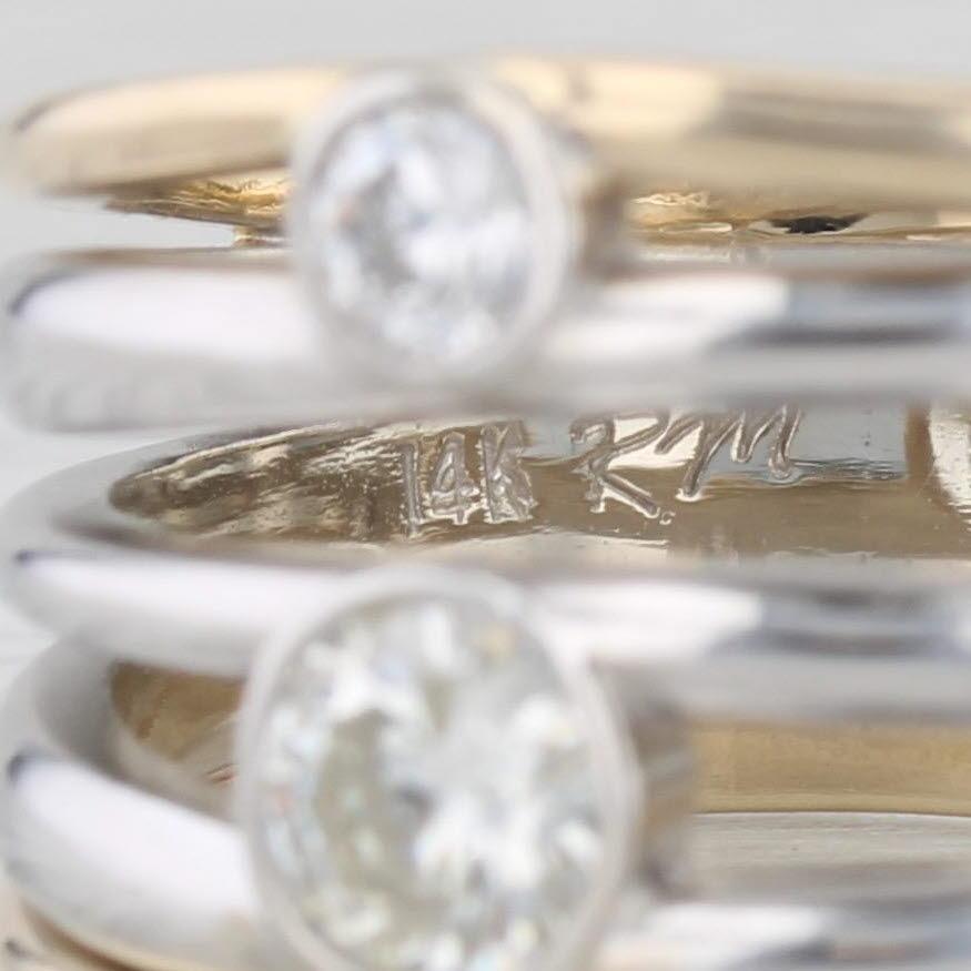 1,03ctw Diamond Orbit Multi-Band Ring 14k Gelb Weißgold Größe 8,5 Custom im Angebot 2