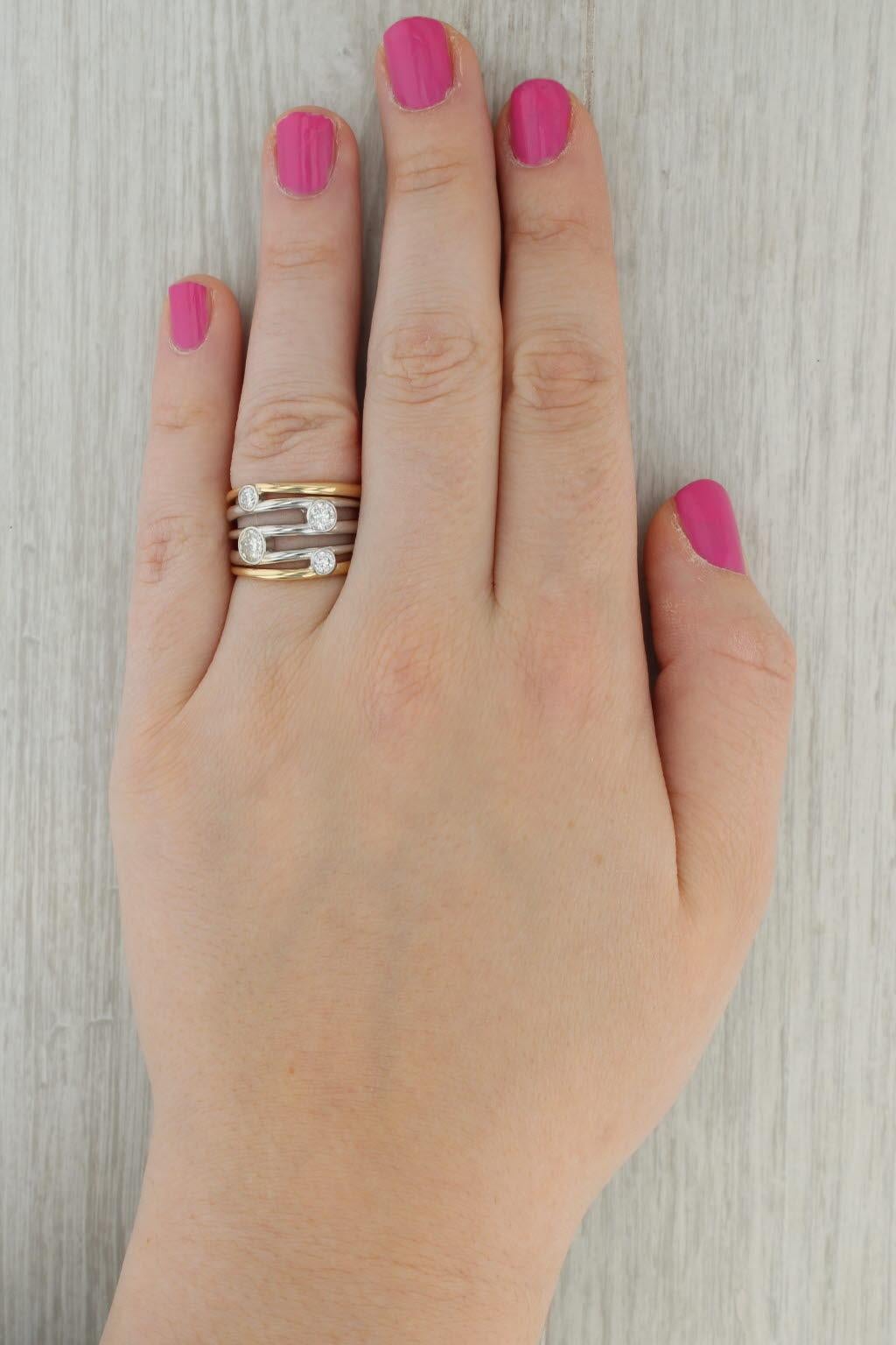 1,03ctw Diamond Orbit Multi-Band Ring 14k Gelb Weißgold Größe 8,5 Custom im Angebot 4