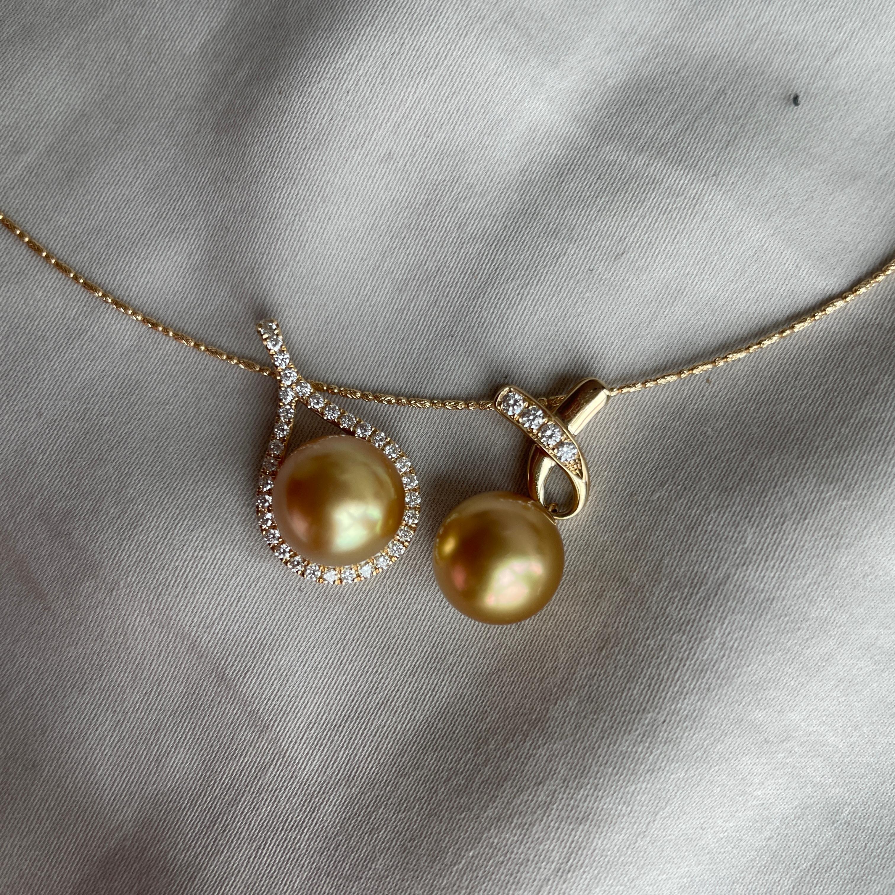 10.3mm AAA quality Golden South Sea Pearl Pendants in 18k solid gold For Sale 1