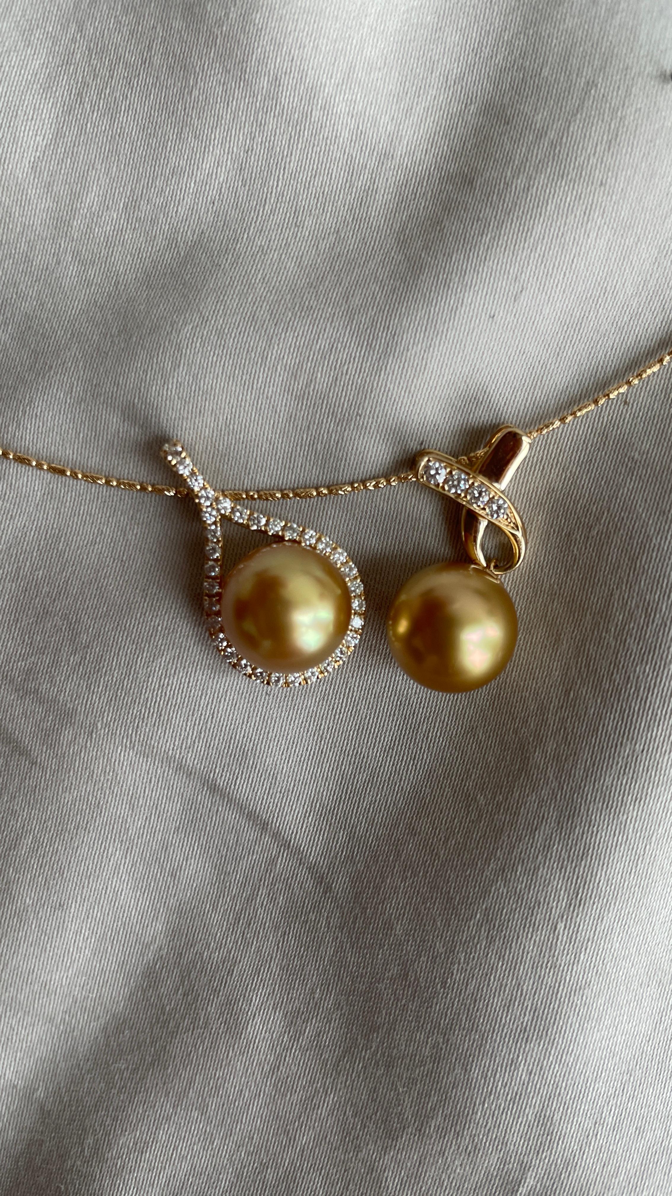 10.3mm AAA quality Golden South Sea Pearl Pendants in 18k solid gold For Sale 2