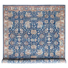10'3"x13'10" Blue Antiqued Sultanabad Design Hand Knotted Pure Wool Oriental Rug
