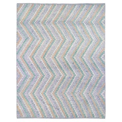 10'3'x13'5" Gray Afghan Kilim with Geometric Design Pure Wool Hand Knotted Rug