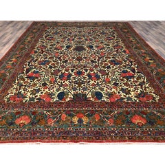 10'3"x13'5" Lemon Icing White Antique Persian Kashan Kork Wool Pile Oriental Rug