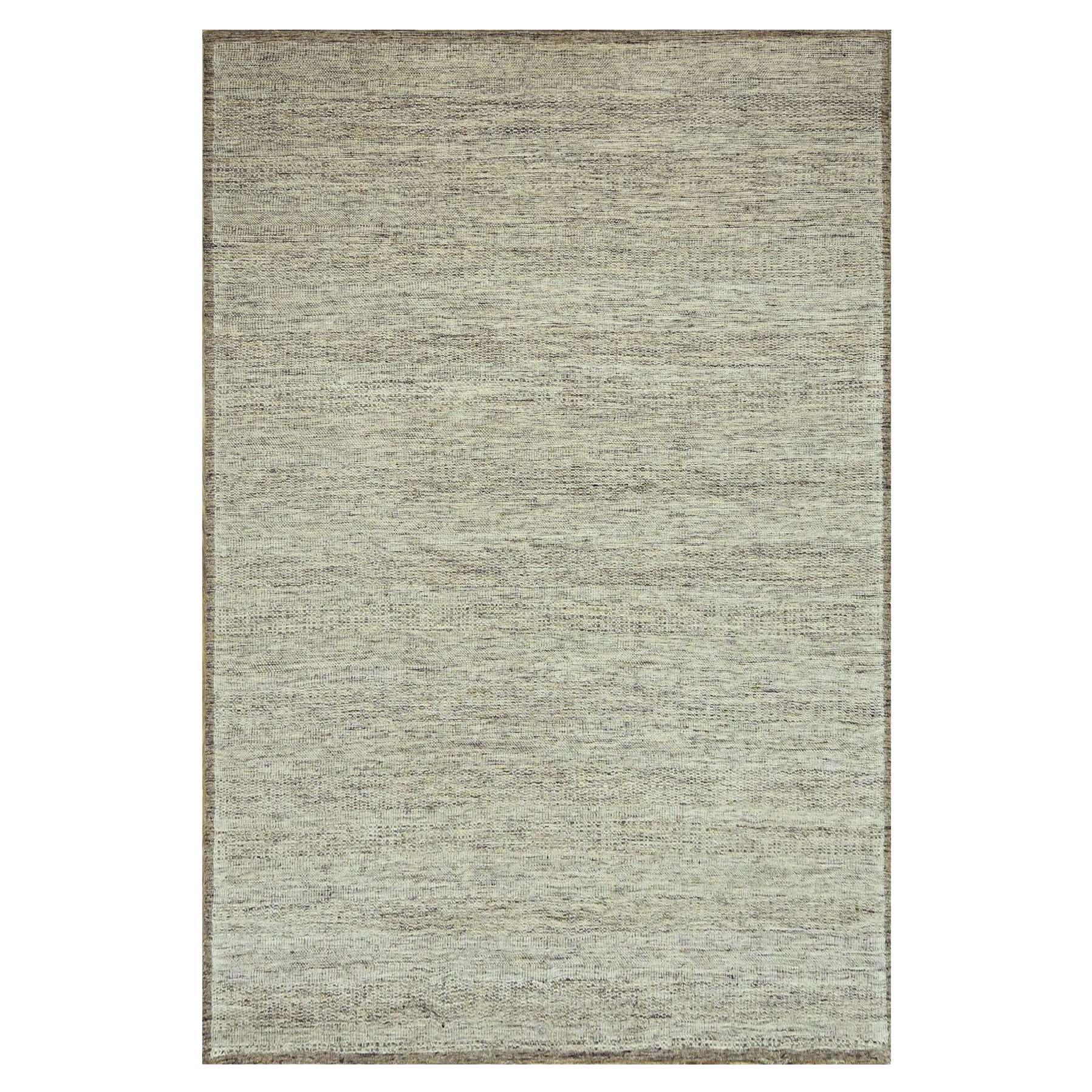 10
3 "x13
9" Beige Oxidiert und Distressed Grass Design Handgeknüpfter Wollteppich