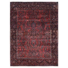 10'3"x13'9" Blush Red Antique Persian Sarouk Soft Wool Hand Knotted Oriental Rug