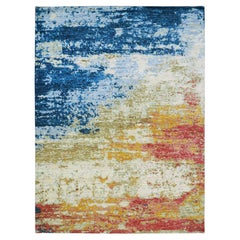 10'3"x13'9" Chiffon Ivory Colorful Modern Abstract Design Wool Hand Knotted Rug
