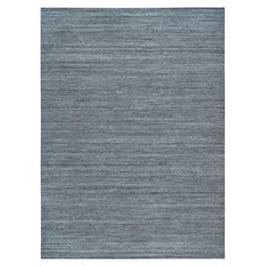 10'3"x14' Arsenic Gray, Pure Wool Hand Loomed, Modern Striae Design, Rug