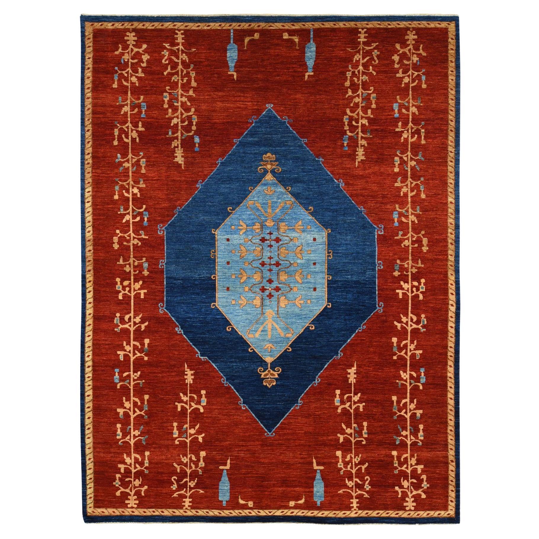 10
3 "x14
 Rojo Granero, Diseño Bijar Antiguo de Campo Abierto, Alfombra de Lana Suave Anudada a Mano en venta