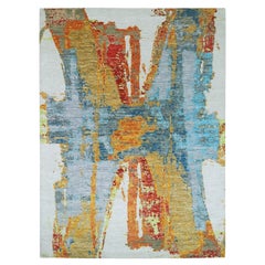 Tapis en laine 10'3 "x14' Daisy Ivory with Earth Tone Colors Modern Abstract Design All Wool Rug