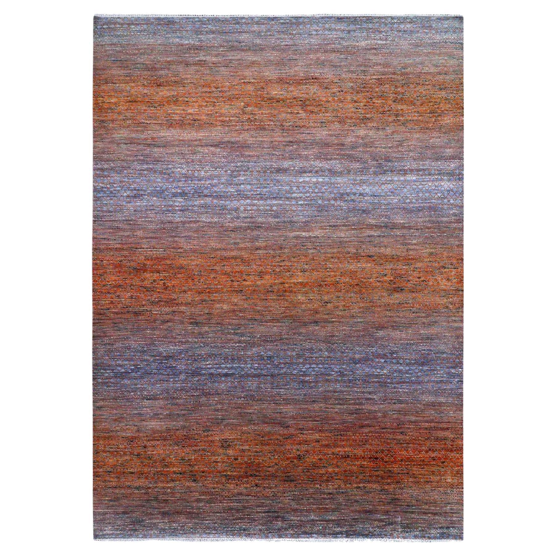 10'3 "x14' Naranja, Alfombra Oriental de Lana Anudada a Mano de la Colección Moderna Chiaroscuro