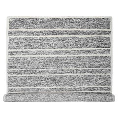 10'3 "x14'1" Alfombra Oriental Anudada a Mano de Lana con Diseño Moderno de Estrías en Negro y Marfil