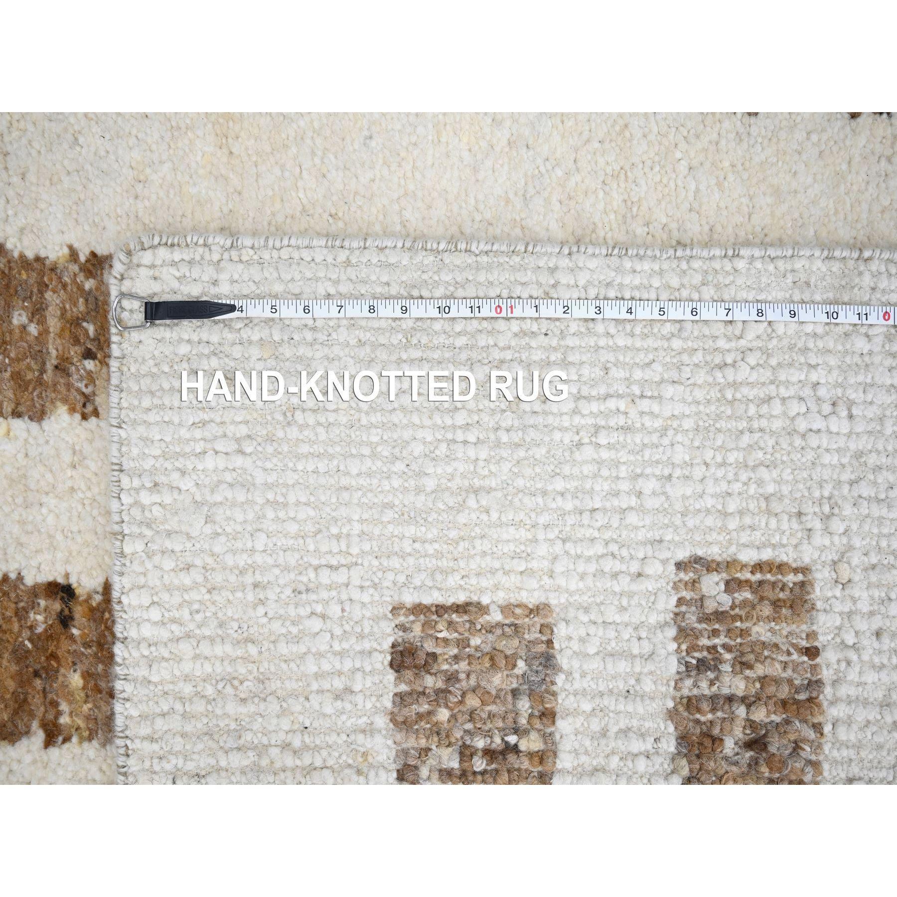Burlywood Brown Hand Knots Rugs, tappeto orientale in lana a trama grossa, 10'3 