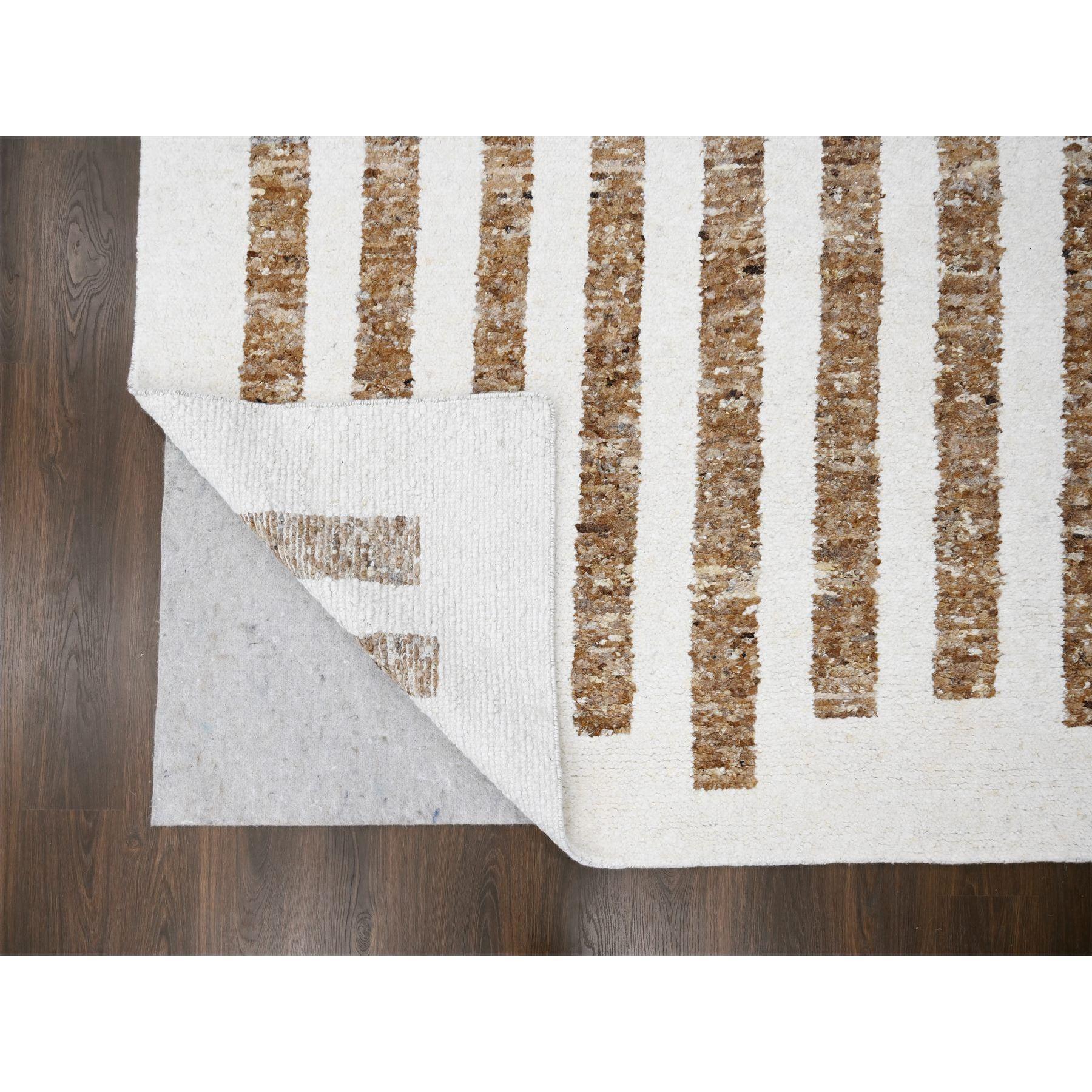 Indiano Burlywood Brown Hand Knots Rugs, tappeto orientale in lana a trama grossa, 10'3 