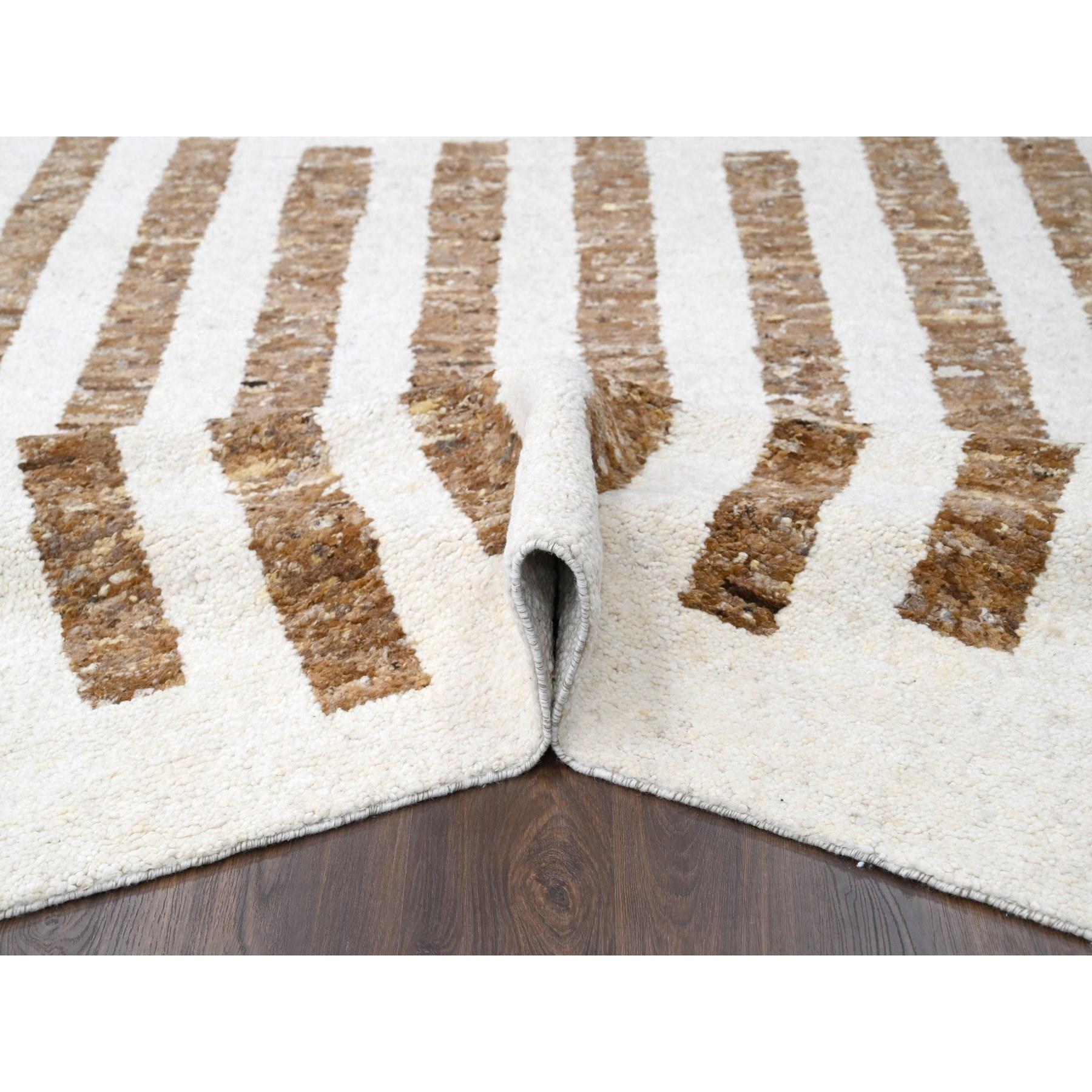 Annodato a mano Burlywood Brown Hand Knots Rugs, tappeto orientale in lana a trama grossa, 10'3 