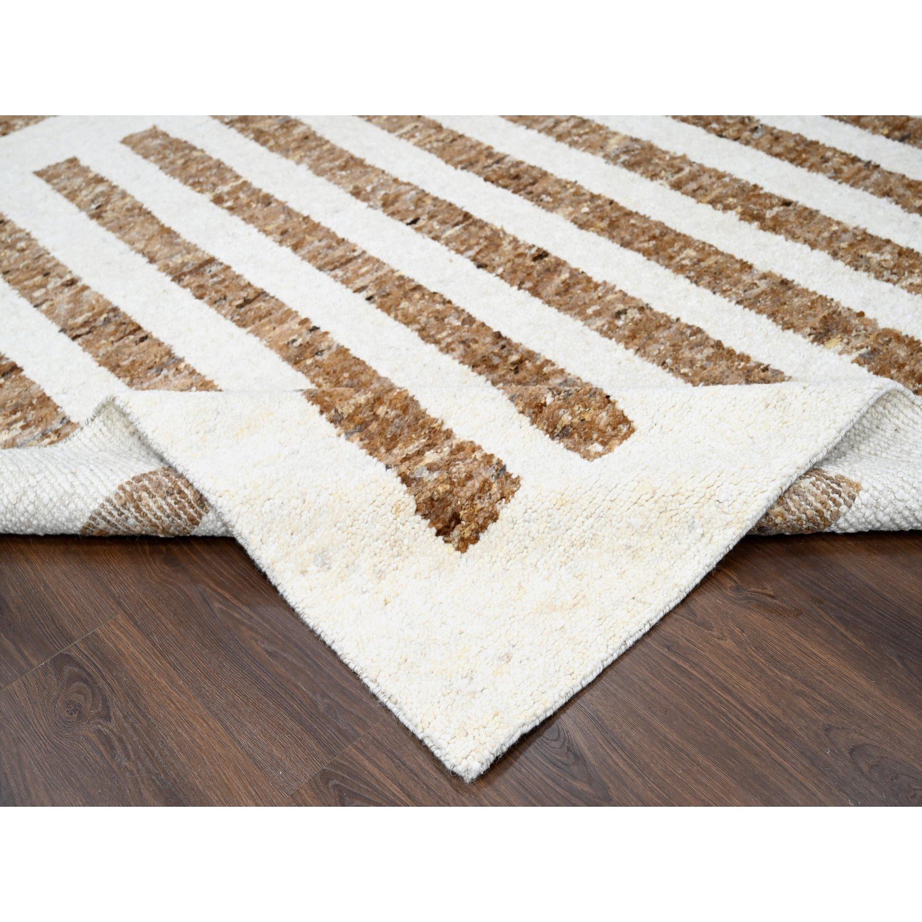 Burlywood Brown Hand Knots Rugs, tappeto orientale in lana a trama grossa, 10'3 