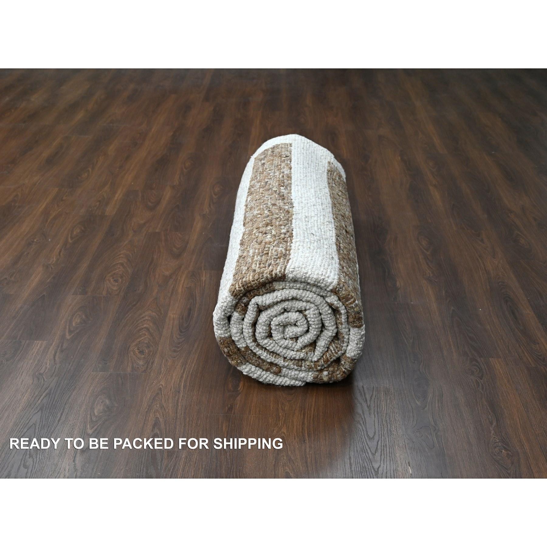 Burlywood Brown Hand Knots Rugs, tappeto orientale in lana a trama grossa, 10'3 