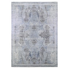 10'3"x14'3" Silk with Textured Wool Paisley and Erased Mughal Inspired Design