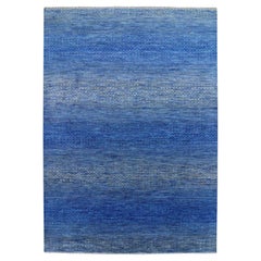 10
3 "x14
4" Tappeto blu denim in pura lana annodato a mano della collezione Chiaroscuro moderna