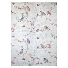 10'3"x14'7" Ivory Sparrows on the Tree Peshawar Hand Knotted Wool Oriental Rug