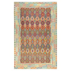 10'3"x16'1" Colorful Organic Wool Hand Woven Afghan Kilim Oversized Rug