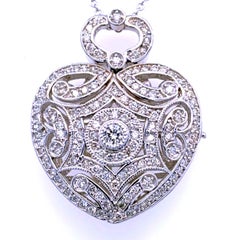 1.04 Carat 14 Karat Pave Set Heart Locket Pendant