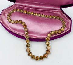 104 Carat Antique Golden Zircon Riviere Necklace and Earrings Victorian Art Deco