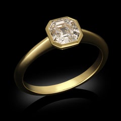 1.04 Carat Asscher Statement Brilliant  Gold Graceful Brilliance  Diamond Ring
