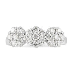 Bague en or blanc 14k de 1,04 carat, diamant en forme de fleur à taille brillante