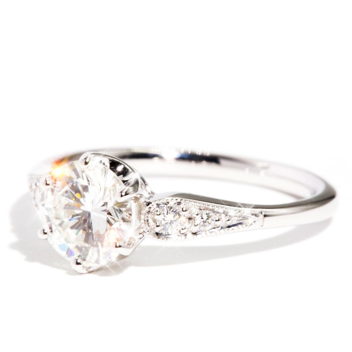1.04 Carat Certified Round Brilliant Cut Diamond Engagement Ring 18 Carat Gold 1