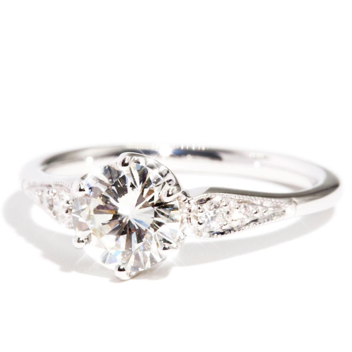 1.04 Carat Certified Round Brilliant Cut Diamond Engagement Ring 18 Carat Gold 7