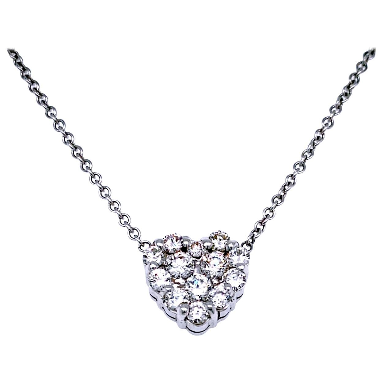 Collier pendentif cœurs en or 14 carats avec diamants de 1,04 carat, sans monture