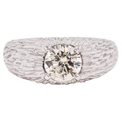 1.04 Carat Diamond 18 Carat Textured White Gold Gents Gypsy Ring